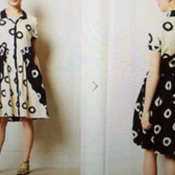 Lil By Anthropologie A-Line Shirt Dress Sz 2 Abstract Bold Retro Rockabilly Mod - Picture 2 of 13